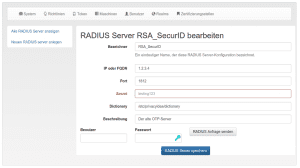 Zentral definierte RADIUS-Server